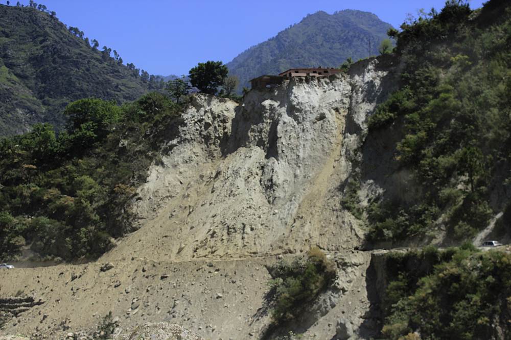 This landslide has occurred near powerhouse of the Nathpa Jhakri project in Jhakri.
