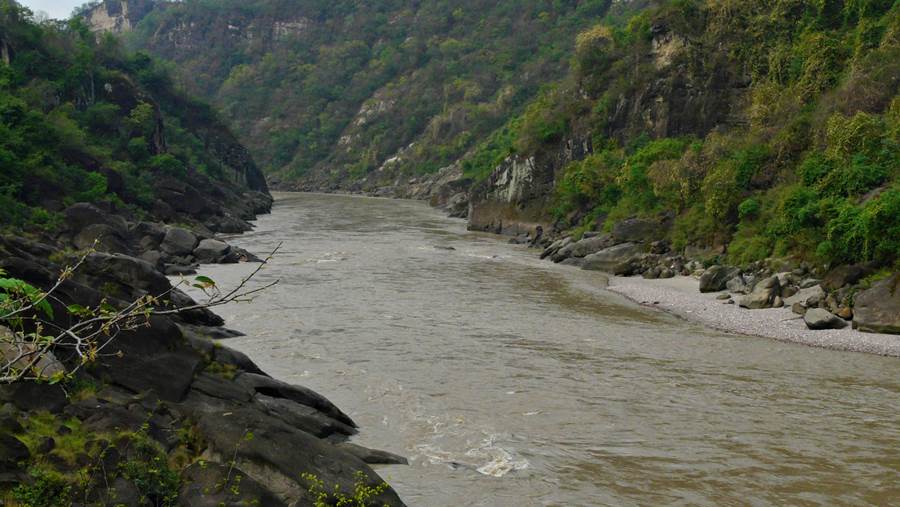 This 66 MW project is going to submerge agriculture fields and grazing lands in 2 districts of Hamirpur & Kangra.  If constructed, this dam along with 2 others planed upstream will spell death for the last stretch of the free flowing Beas.                                                                                                                                                   Pic Date : 12/06/2013